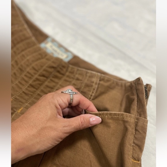 Abercrombie & Fitch Vtg RARE Y2K Mini Pleated Brown corduroy Preppy Mini Skirt 6 - Picture 4 of 14